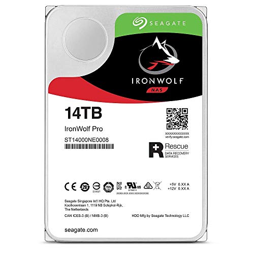 Seagate IronWolf Pro 14TB NAS RAID Internal Hard Drive - 7200 RPM SATA 6 Gb/s 3.5-inch (ST14000NE0008) - Manufacturer Recertified