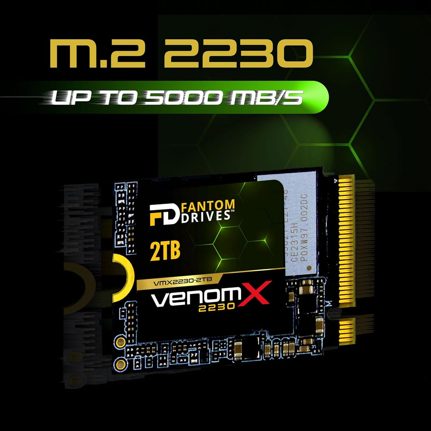 Fantom Drives VenomX 2TB M.2 2230 NVMe SSD, PCIe Gen4 x 4, Read speeds up to 5100MB/s, Internal Solid State Drive for PC and Gaming Consoles