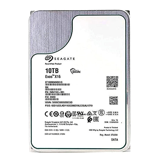 Seagate Exos X16 10TB 7200 RPM 3.5" Internal Hard Drive - SATA 6.0 Gb/s 256MB Cache - (ST10000NM001G) Manufacturer Recertified