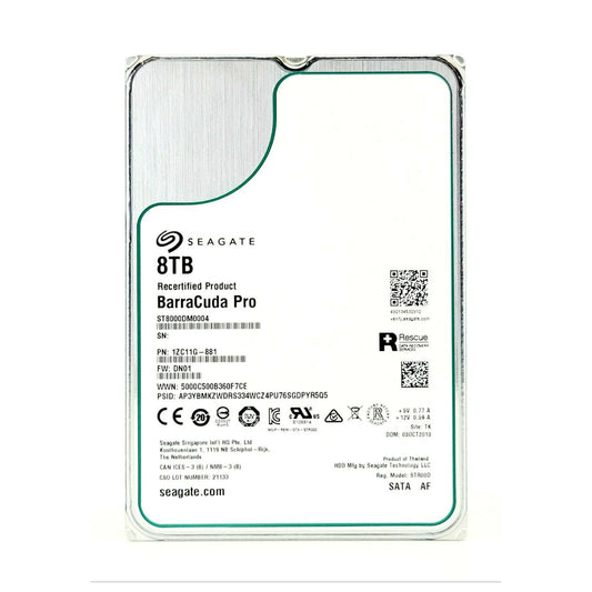Seagate BarraCuda Pro 8TB 7200RPM 3.5" Internal Hard Drive - SATA 6.0 Gb/s 256MB Cache - (ST8000DM0004) Manufacturer Recertified