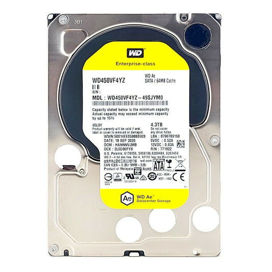 Western Digital Enterprise Class 4.3TB 7200 RPM 3.5" Internal Hard Drive - SATA 6.0Gb/s 64MB Cache - (WD450VF4YZ) New