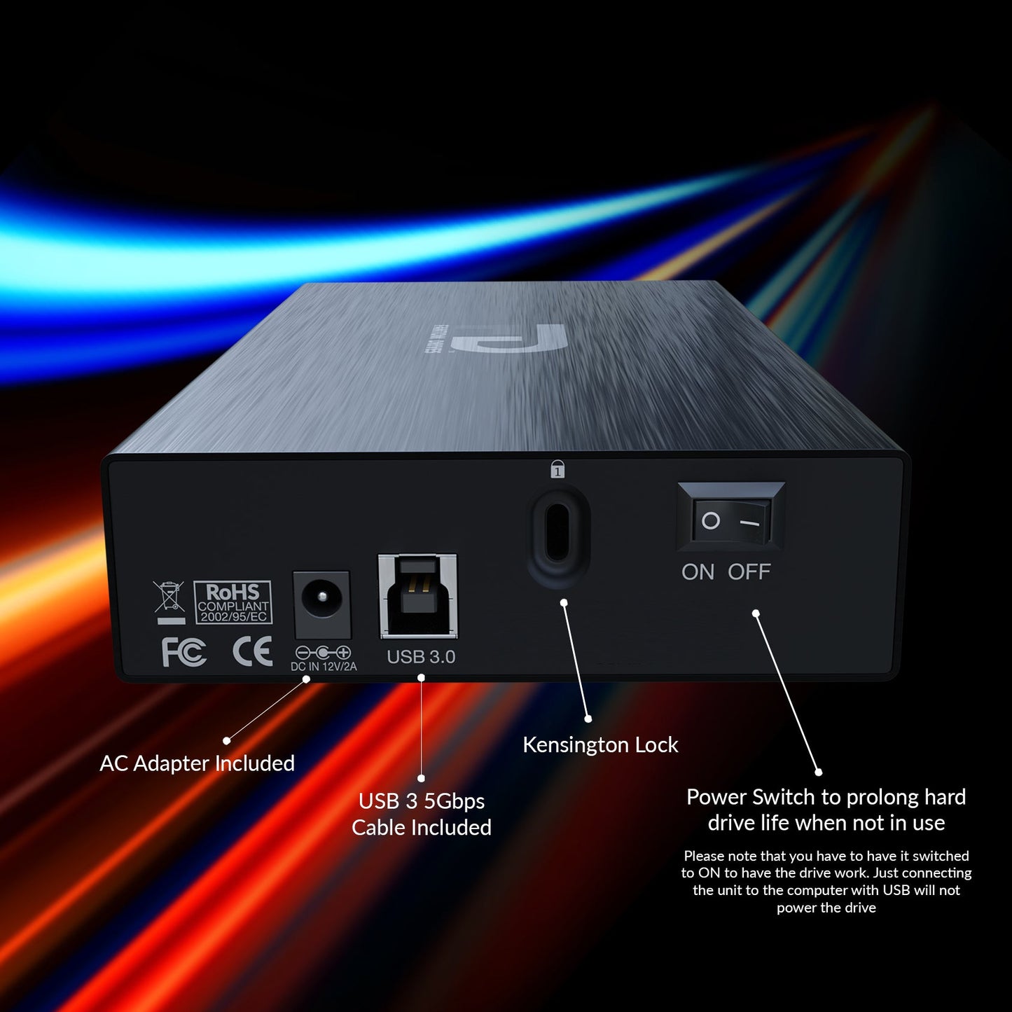 GFORCE 3 External Hard Drive  - 5400RPM, USB 3.0 - New